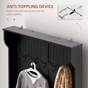 "Women's Coats 3-in-1 Entryway Bench with Coat Rack Hall Tree & <b>Shoe</b> Storage (5 <b>Hooks</b>)" - Product Image 5