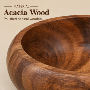Bol à salade artisanal en bois d'acacia, bol à fruits en bois naturel, grande vaisselle de cuisine artisanale, vaisselle de table décorative, cadeau décoratif - Product Image 4