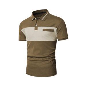 Polo transpirable para hombre, 140 GSM, 100% poliéster, bloques de color, manga corta, ajuste cómodo, ropa casual de verano, polos personalizados - Product Image 1