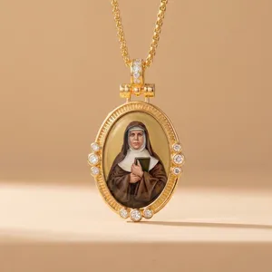 Custom Religious Photo Pendant Personalized Memorial Pendant Diamond Accent Faith Pendant Luxury Fine Jewelry Gift - Product Image 3