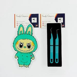 Pinzas de extensión de pestañas de acero inoxidable MOQ pequeñas al por mayor con agarre perfecto Pinzas de azulejos de pestañas sostenibles - Product Image 1