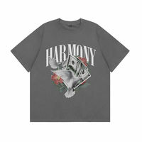 T-shirt unisexe surdimensionné en coton délavé à l'acide avec logo personnalisé, impression numérique, style vintage, graphique anime DTG