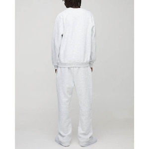 Pantalon de jogging mi-long personnalisé en molleton de coton avec logo, coupe oversize, jambe large droite, rayures incurvées, style décontracté pour homme, anti-plis, délavage clair - Product Image 4