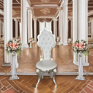Silla de banquete dorada y plateada / Sofá de boda para novios / Alquiler de sillas para eventos, banquetes, bodas y cenas / Silla apilable dorada y plateada para eventos - Product Image 2