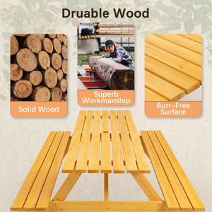 Capacità di 2220 libbre 8 persone tavolo da Picnic In legno marrone Set da giardino da pranzo all'aperto 2 panche incorporate 2 posti 220lb di capacità per - Product Image 4