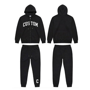 Men's 2 Piece Fleece Sweatsuit Hoodie and Sweatpants Set, Full <b>Zip</b> Long Sleeve <b>Hooded</b> Tracksuit, Warm Casual Loungewear for Fall - Product Image 1