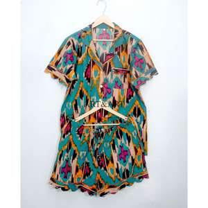 Conjunto de Pijama de Algodón de Manga Corta para Mujer, Estampado Floral, Ligero, Transpirable, de Secado Rápido, para Primavera, Verano y Otoño - Product Image 5