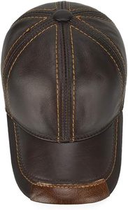 Gorra de Béisbol de Cuero Genuino Marrón con Logotipo Personalizado, Gorra de Cuero de 6 Paneles de Alta Calidad, Etiqueta Privada OEM, Gorra de Cuero para Hombre - Product Image 4