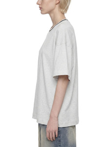 Camiseta Unisex Oversize de Cuello Redondo con Textura Slub, Ajuste Relajado, Ribetes en Contraste, Estilo Urbano de Alto Gramaje, Hombro Caído Premium - Product Image 2