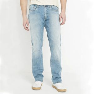 Jean en denim extensible bleu clair coupe droite pour homme, tissé uni, en coton, style urbain, fabriqué au Pakistan – Grande Vente - Product Image 1