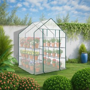 Invernadero Ecológico de 8 Estantes para Interiores/Exteriores con Cubierta de PE para Jardinería, 56" X 56" X 77" - Product Image 5