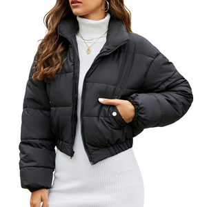 Women's Wholesale breathable <b>Cropped</b> <b>Puffer</b> <b>Jacket</b>, Zip-Up Down Coat for Chic Winter Warmth in Outerwear Trends - Product Image 5