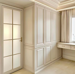 Balom-Armoire en <span class=keywords><strong>bois</strong></span> <span class=keywords><strong>blanc</strong></span> avec table de courtoisie et poignées dorées pour villa, dressing français personnalisé de luxe de qualité supérieure - Product Image 3
