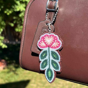 Heart Shape Embroidery Seed Beaded Keychain Lightweight Keyring Fashionable Charm For <b>Bag</b> Gift Ethnic Key Holder Statement Piece - Product Image 6