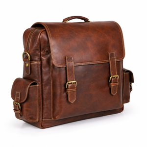 Sac à dos vintage en cuir véritable pour homme avec bandoulière arquée, grande capacité, poignée détachable, usage quotidien professionnel - Product Image 2