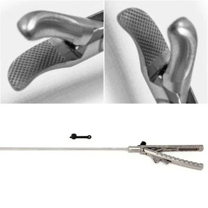 Porte-aiguille laparoscopique Jamso Industries, type V, à mâchoires courbées, en carbure de tungstène, instrument chirurgical - Product Image 5