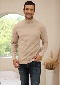 Pull à col roulé en tricot noir uni pour homme, manches longues, vêtements d'hiver - Product Image 3