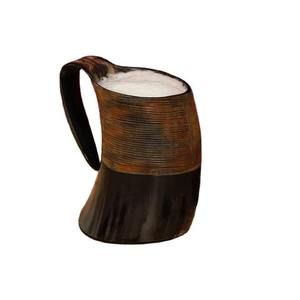 Mug à boire court en corne naturelle avec ouvre-bouteille, sac en jute fantaisie, fait main, thème Viking, objet d'art et de collection, idée cadeau unique - Product Image 6