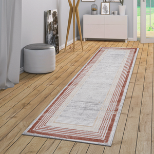 Tappeto Runner 2X8 della Collezione MARFI in Marrone/Avorio con Design Bordato - Product Image 2