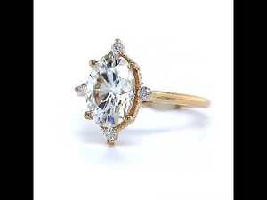 Anillo de compromiso y aniversario clásico chapado en oro macizo de 18 quilates con halo ovalado pequeño y diamante cultivado en laboratorio, certificado IGI VS1 - Product Image 6