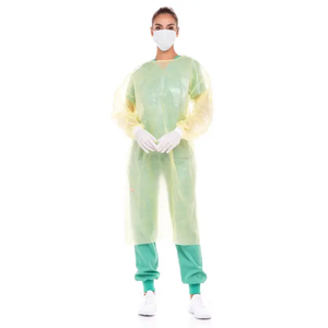 Solución de PPE económica desechable de Bangladesh PP PE Batas impermeables Nivel 3 y 4 Desgaste de aislamiento con puños de punto con MOQ - Product Image 3