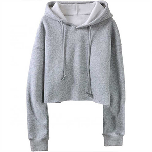 เสื้อฮู้ดครอปท็อปผู้หญิงมาใหม่สำหรับฤดูหนาว ผ้าฝ้าย 100% แขนยาว คุณภาพสูง ระบายอากาศได้ดี พิมพ์ลายโลโก้ด้านหน้า มีฮู้ดและปลายแขนแบบจั๊มพ์ - Product Image 2