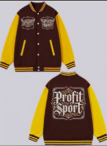 เสื้อแจ็คเก็ต Profit Sport Lettermen แบบยูนิเซ็กซ์ สีน้ำตาลเหลือง ปักลายตัวอักษร ดีไซน์ลำลองสำหรับฤดูหนาว แบบสองด้าน ป้องกันลม - Product Image 3
