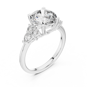 Bague de luxe en or blanc 18 carats plaqué rhodium avec diamant de laboratoire taillé de 2,5 carats et pierres latérales de 0,5 carat, certifiée IGI, pour usage quotidien et fiançailles - Product Image 1
