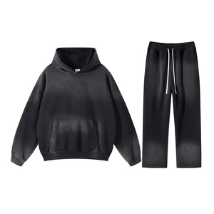 Conjunto de Sudadera y Pantalones con Lavado Ácido Estilo Vintage de Fábrica OEM, Personalización de Marca Disponible para Compradores Minoristas - Product Image 1