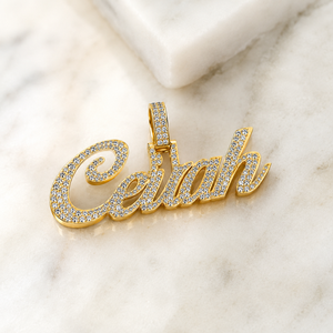 925 Silver Rose <b>Gold</b> Plated Custom Iced Cursive Script Nameplate Necklace Personalized Hip Hop Bling Moissanite Diamond <b>Pendant</b> - Product Image 1
