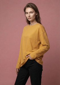 เสื้อยืดโอเวอร์ไซส์ขายส่ง ระบายอากาศได้ดี แขนยาว ผ้าฝ้ายผสมโพลีเอสเตอร์ ทรงหลวม เสื้อยืดลำลองผู้หญิง ออกแบบเองได้ ไซส์พลัส - Product Image 3