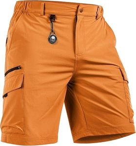 Shorts de sport décontractés pour hommes, bleu marine uni, à séchage rapide, anti-plis, respirants, protection UV, avec poches et taille élastique - Product Image 1