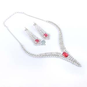 Sonisha Gold Plated Zircon Designer Necklace and Earring Set for Wedding and Festival - Product Image 5