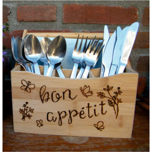 Eco Friendly Wooden Cutlery <b>Caddy</b> 3 Compartment Flatware Holder Wooden Utensil Organizer <b>Kitchen</b> Napkin Storage Box Wood <b>Caddy</b> - Product Image 2