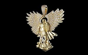 Pendentif Hip Hop personnalisé Saint-Michel avec diamants de laboratoire, en argent 925 plaqué or, bijoux de luxe pour femme, taille brillant IGI - Product Image 5