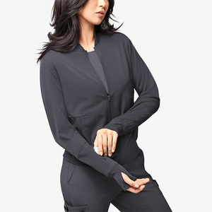 Nuevo Diseño de Blusa Larga de Hospital para Mujer, a la Moda, Personalizada, Lisa, Ajustada, con Cremallera Completa, 72% Poliéster/21% Rayón/7% Elastano, Tejido Twill - Product Image 6