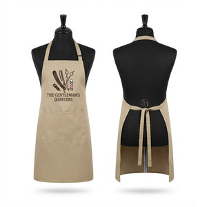 Tablier de Barbier Premium pour Hommes en Toile de Coton 400 GSM Vert Olive avec Bretelles en Cuir Marron, Bretelles Croisées au Dos, Poches Utilitaires, Logo Personnalisé, Qualité Professionnelle - Product Image 6