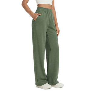 Pantalones deportivos personalizados para mujer, pantalones de pierna ancha, cintura alta, con cordón elástico, ligeros, holgados, para mujer - Product Image 3