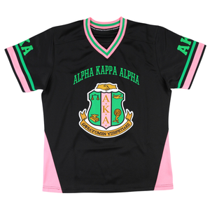 เสื้อฟุตบอลสีดำสำหรับผู้ชาย ปักลายเชนิลล์ สไตล์กรีก สำหรับชมรมนักกีฬา แขนสั้น ระบายอากาศได้ดี ผ้าตาข่าย สไตล์สปอร์ต - Product Image 1