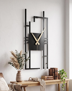 Horloge murale moderne en métal, design géométrique vertical, horloge abstraite contemporaine, décoration de luxe pour le salon - Product Image 6
