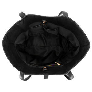 Sac fourre-tout en cuir de vachette véritable noir pour femme, grande capacité, sac à bandoulière avec pompon, sac de shopping haut de gamme, OEM ODM - Product Image 5