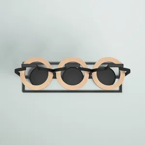Porte-bouteilles à vin moderne en métal pour 3 bouteilles avec base en bois, support de rangement de comptoir pour cuisine, bar, armoire - Product Image 3