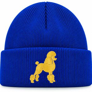 Bonnet tricoté d'hiver Sigma Gamma Rho pour femmes, bleu roi, avec broderie personnalisée Poodle doré, style sororité grec, couvre-chef tendance - Product Image 1