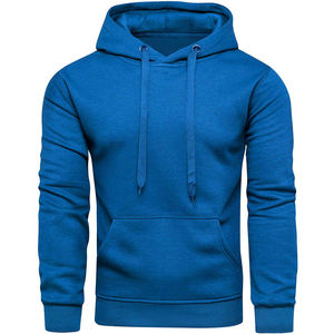 Sudadera con Capucha Azul Sólido para Hombre, Corte Regular, Informal, Tejida, con Bolsillo Delantero, para Otoño - Product Image 1