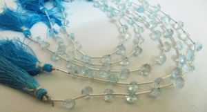 Perles de topaze bleue naturelle authentique, forme ronde, facettées, 3 mm, non traitées, brin de 8 pouces - Product Image 2