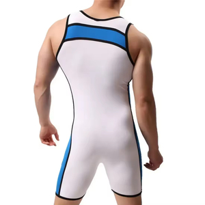 Maillot de lutte blanc pour homme, sans manches, ajusté, respirant, séchage rapide, polyester et élasthanne, vêtements de sport athlétiques, uniforme d'entraînement - Product Image 6