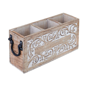 Top Quality Wooden Caddy With Handle Customized Design for <b>Kitchen</b> Hotel Tabletop Cutlery Holder <b>Storage</b> Organizer - Product Image 5