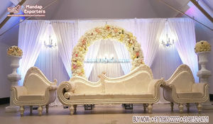 Espléndido Juego de Sofás Plateados Tallados para Decoración de Bodas, Lujoso Juego de Sofás Plateados para Escenario de Recepción de Bodas, Juego de Sofás Plateados para Escenario de Recepción en Canadá - Product Image 4