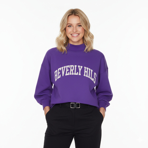 Sweat-shirt femme en molleton épais et doux, col montant oversize, personnalisable avec logo imprimé sur le devant, prix FOB de gros pour l'hiver - Product Image 5