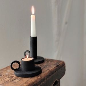 Hammered Metal Candlestick Set Artisan Taper Candle Holders <b>Rustic</b> <b>Table</b> Decor Distinctive Home Styling - Product Image 5